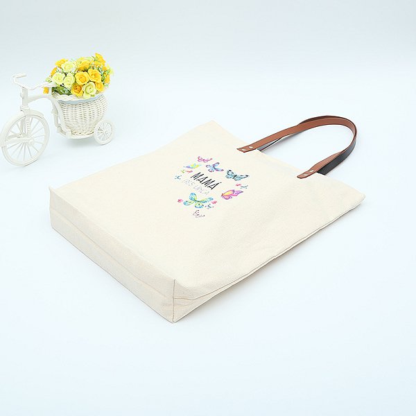 PU皮革提把帆布袋-簡約單肩包