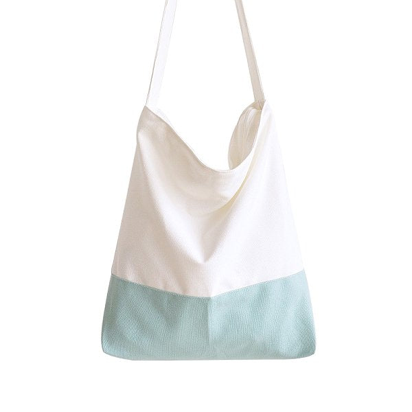 雙色拼接帆布袋-簡約單肩包