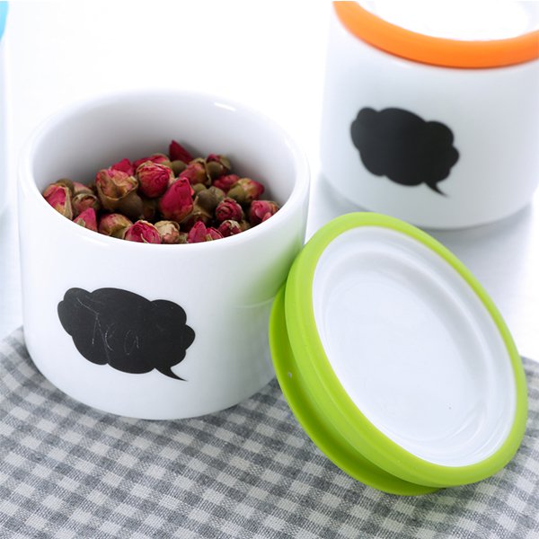 咖啡茶葉糖可書寫陶瓷大寬口分裝罐