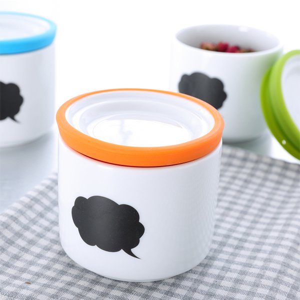 咖啡茶葉糖可書寫陶瓷大寬口分裝罐
