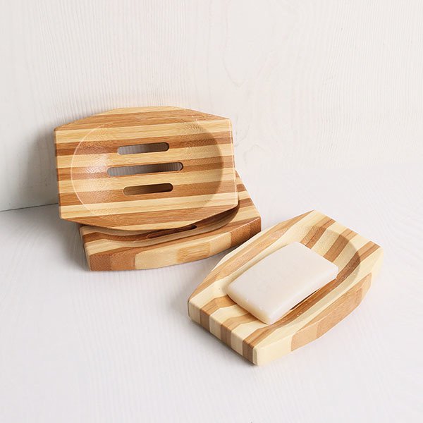 桌上型單層竹木肥皂盒-長方形