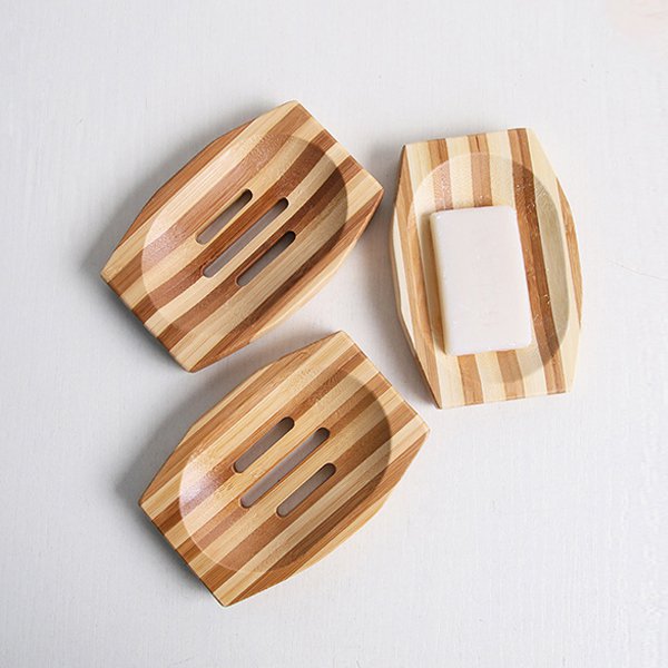 桌上型單層竹木肥皂盒-長方形