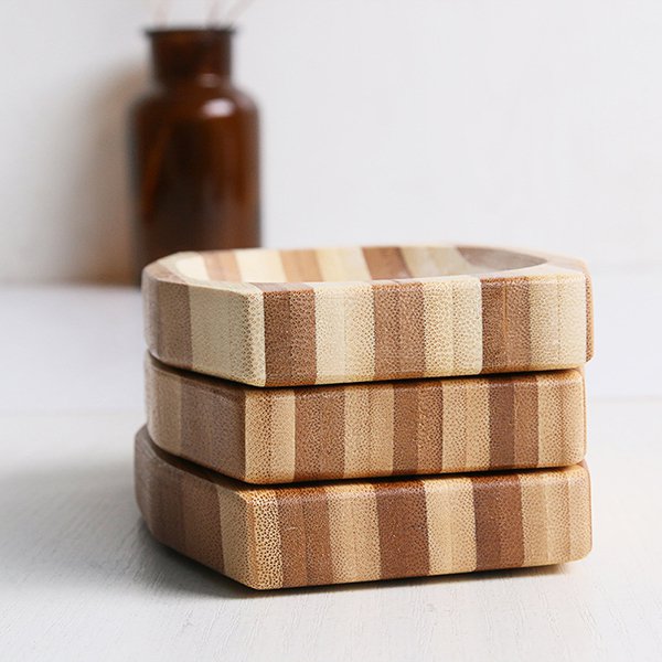 桌上型單層竹木肥皂盒-長方形