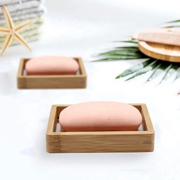 桌上型單層竹木肥皂盒-長方形