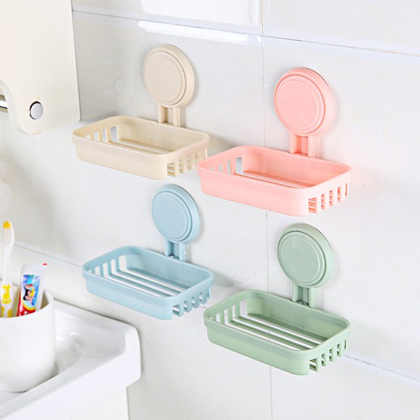 無痕貼壁掛式單層塑料肥皂架-長方形