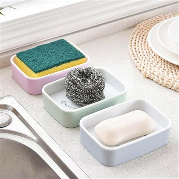 桌上型雙層塑料肥皂盒-笑臉長方形