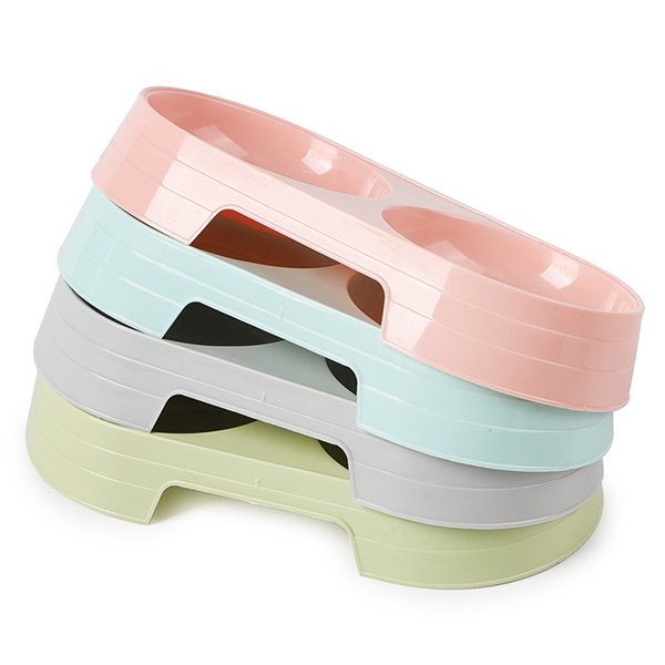 糖果色塑膠雙碗寵物碗