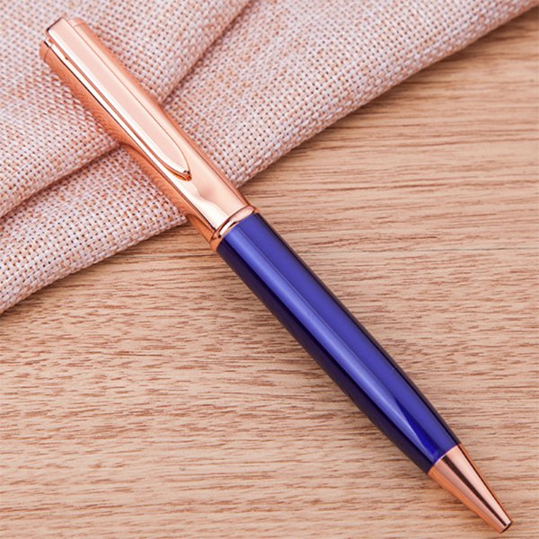 高品質玫瑰金旋轉式金屬筆