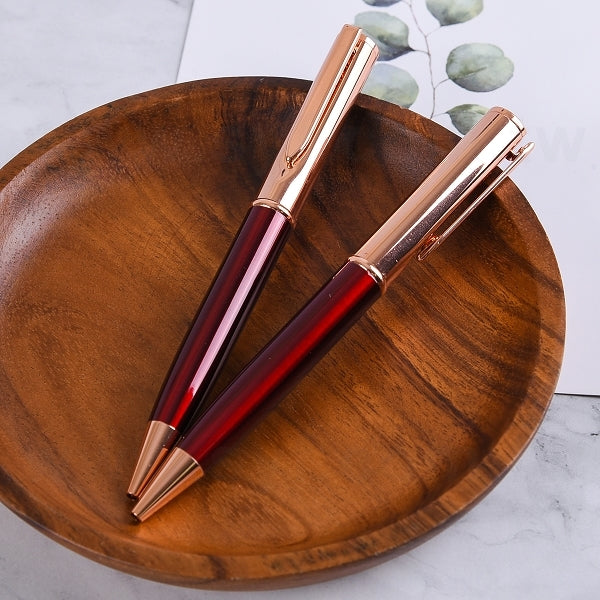 高品質玫瑰金旋轉式金屬筆