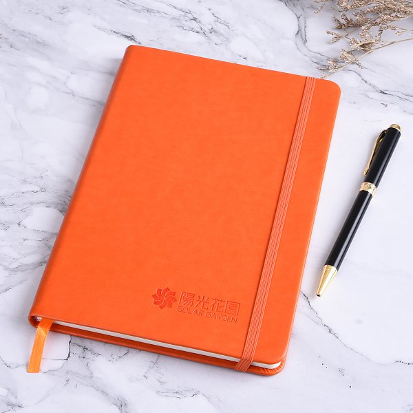 25K精裝工商日誌-綁繩式商務PU筆記本雙面烙凹logo-可客製化內頁與LOGO