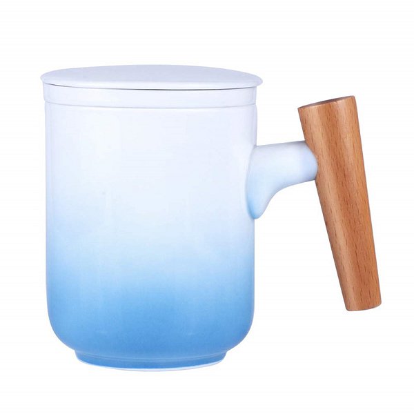 300ml漸層木把陶瓷馬克杯