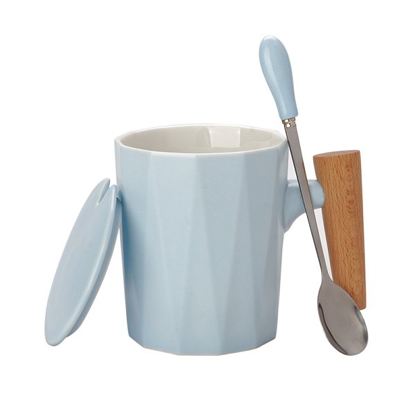 380ml粉嫩木把陶瓷馬克杯