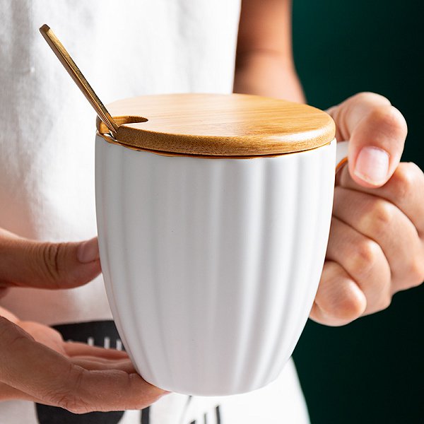 250ml北歐風木蓋陶瓷馬克杯