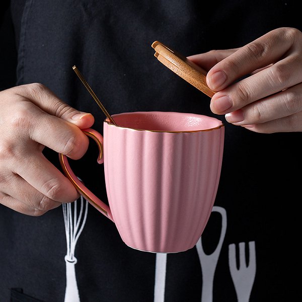 250ml北歐風木蓋陶瓷馬克杯