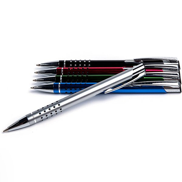 圓點像膠握把鋁製金屬筆