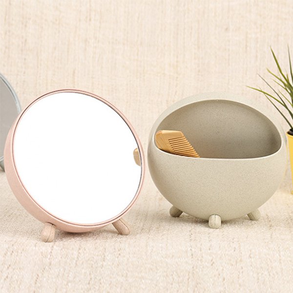 創意小麥收納盒化妝鏡