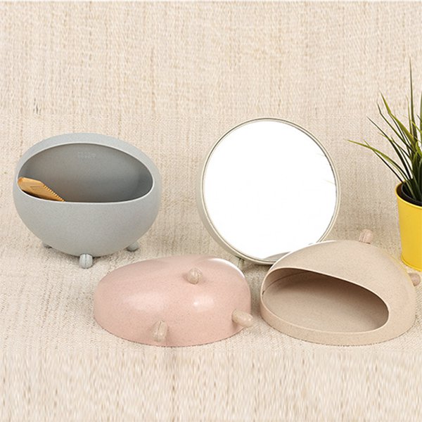 創意小麥收納盒化妝鏡
