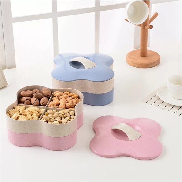 小麥雙層零食盒糖果收納盤