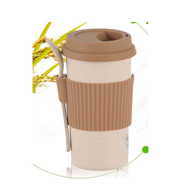 小麥附湯匙矽膠杯套隨身杯