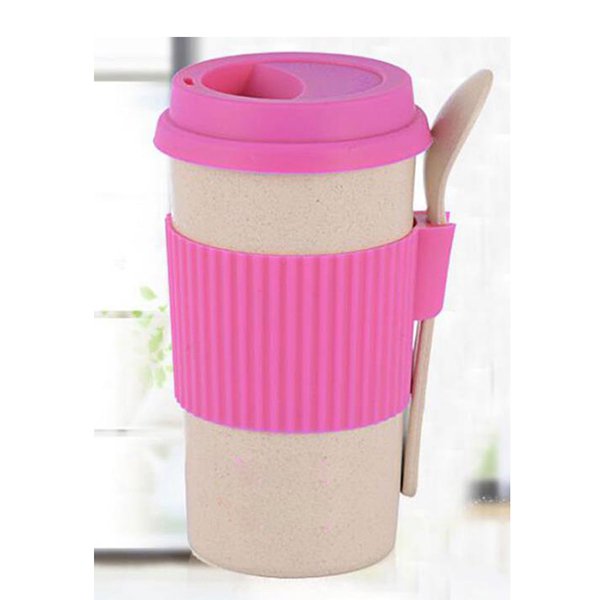 小麥附湯匙矽膠杯套隨身杯