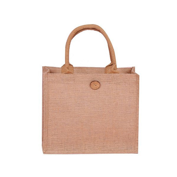 鈕扣封口黃麻購物袋-客製化手提袋