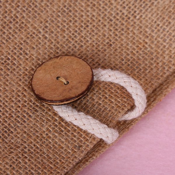 鈕扣封口黃麻購物袋-客製化手提袋