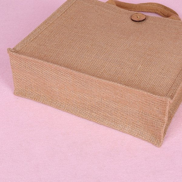 鈕扣封口黃麻購物袋-客製化手提袋