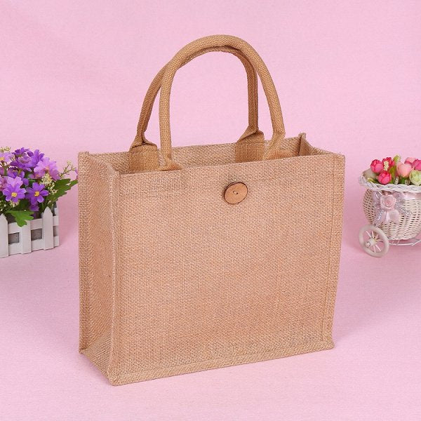 鈕扣封口黃麻購物袋-客製化手提袋