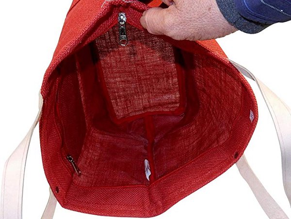 拉鍊封口黃麻購物袋