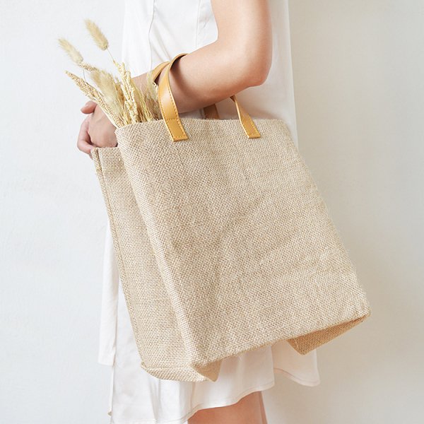 質感提把黃麻購物袋-客製化托特包