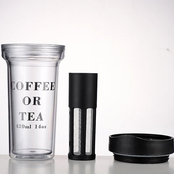 雙層泡茶器咖啡隨身杯