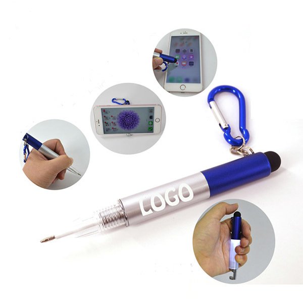 多功能觸控手機架原子筆登山扣鑰匙圈