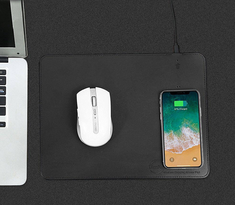 滑鼠墊無線充電器-皮革材質