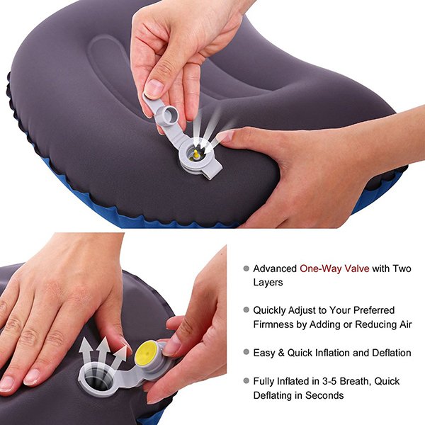 單向閥人工充氣式長型旅行充氣枕頭