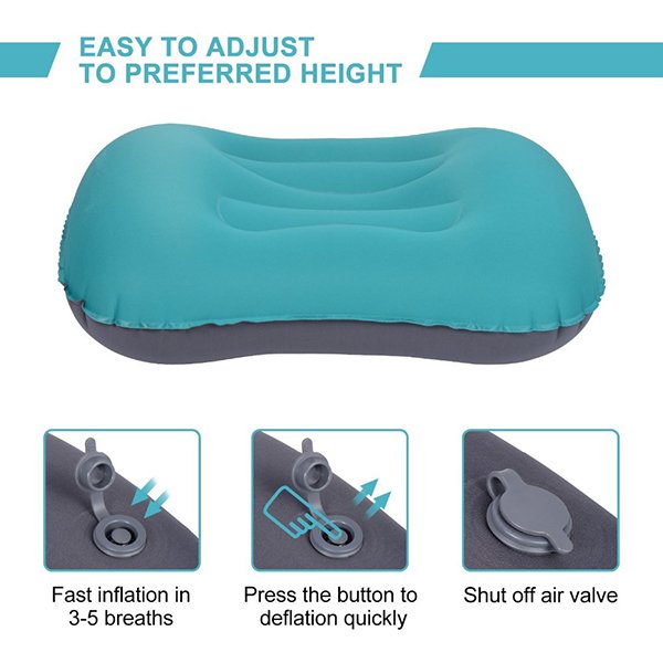 單向閥人工充氣式長型旅行充氣枕頭