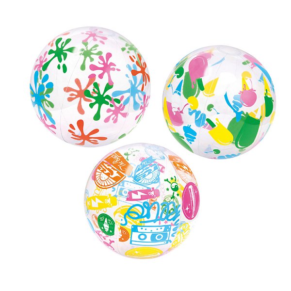 半透明水彩風格充氣沙灘球
