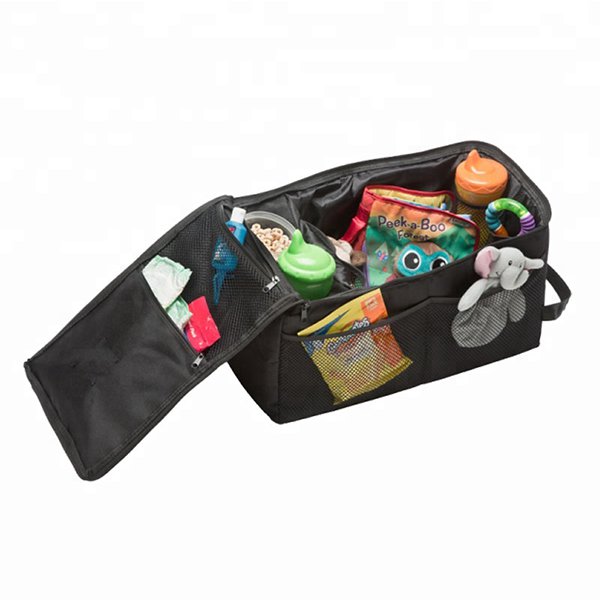 防水有蓋子附飲料杯架汽車座椅置物收納箱