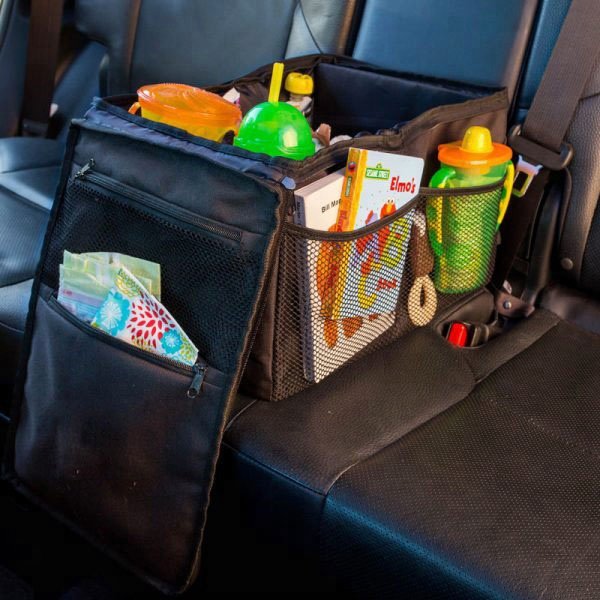 防水有蓋子附飲料杯架汽車座椅置物收納箱