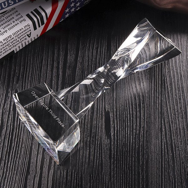 設計感螺旋造型水晶獎盃