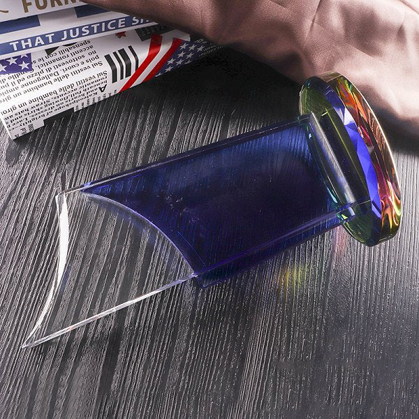 彩色雙層造型水晶獎盃