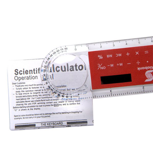 10cm塑膠三合一多功能直尺-放大鏡+計算機