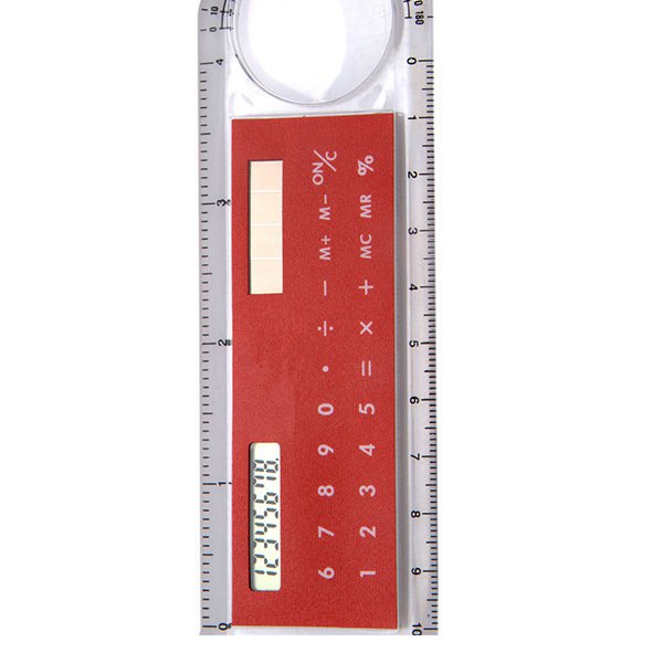 10cm塑膠三合一多功能直尺-放大鏡+計算機