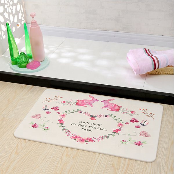 環保防滑抗菌速乾珪藻土印花浴室墊