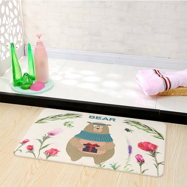 環保防滑抗菌速乾珪藻土印花浴室墊