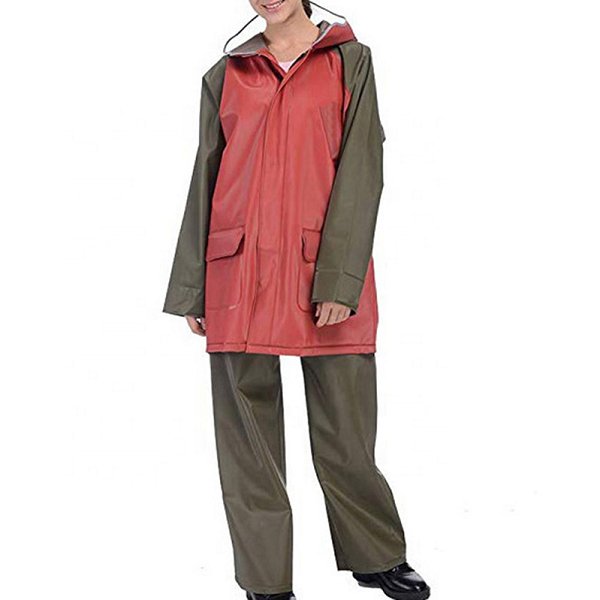 兩件式醒目撞色成人雨衣