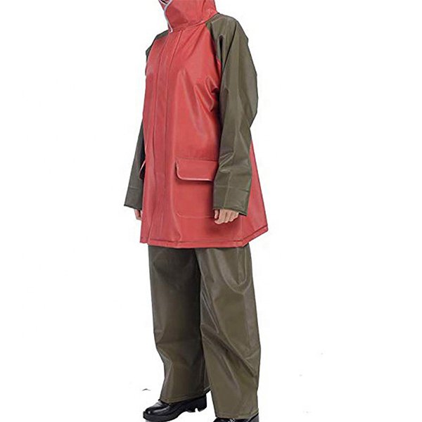 兩件式醒目撞色成人雨衣