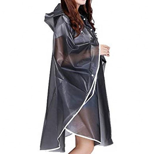 連身式半透明成人雨衣-連帽雨披