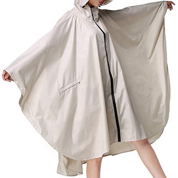 連身式清新配色成人雨衣-連帽雨披