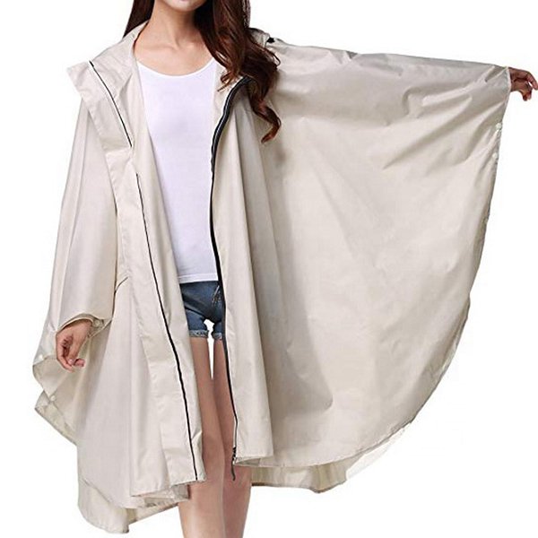連身式清新配色成人雨衣-連帽雨披