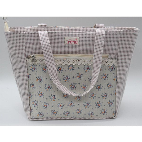 碎花田園風拉鍊手提袋-帆布托特包